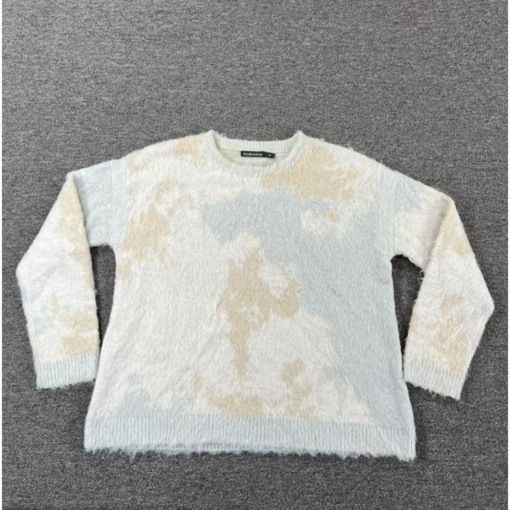 Troubadour Anthropologie Sweater Womens XS Blue‎ Fuzzy Knit Crew Pullover Cozy